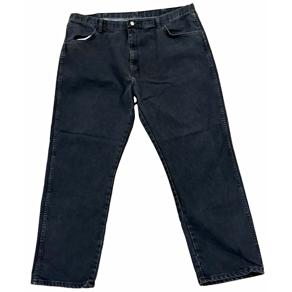 Wrangler Men's Black Dark Wash Straight Fit Denim Jeans Mid Rise 5-Pocket 42x30